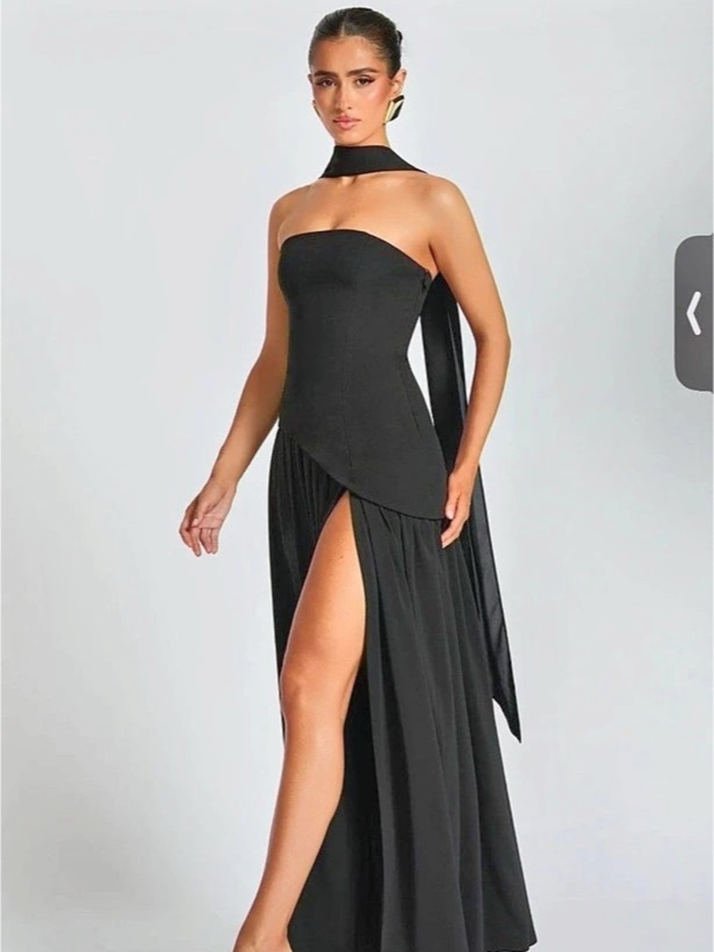 Babyboo Black Strapless Maxi Dress and Scarf Set